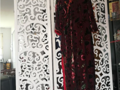 中式丝绒旗袍，纯手工制作，深枣红印花，38-40码，99%新
