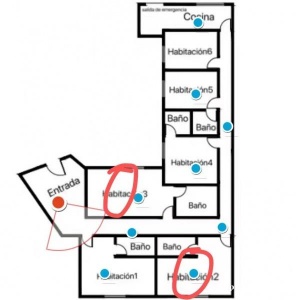 市中心 3/5号线Callao地铁站 __-2间大床房带独立卫生间+空调暖气出租，楼层1楼带电梯 —