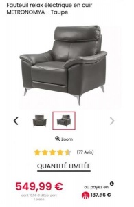 出一个电动真皮沙发，几乎全新。买入价格599€，350€ 出