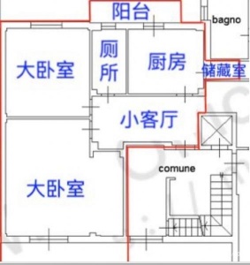 出租： via Petrarca 52号，安全居民区。 地面层（大楼共5层） 住房80平米