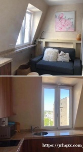 巴黎富人区16区studio长期出租。  19平家具齐全，精装修。拎包入住，独立洗手间，带家具 冰箱