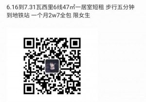 6.16到7.31瓦西里6线47㎡一居室短租 步行五分钟到地铁站 一个月2w7全包 限女生