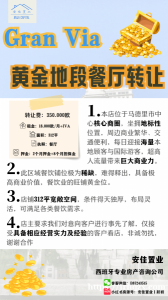 马德里Gran Via 黄金地段餐厅转让