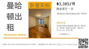 纽约曼哈顿中城一室一厅公寓3385无佣金