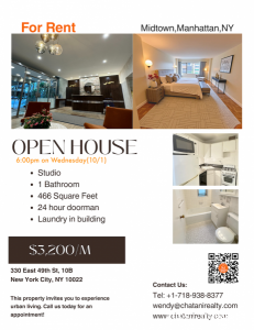 纽约曼哈顿中城$3200出租公寓推荐: