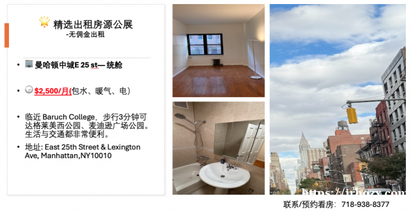 纽约曼哈顿中城整套 Studio 2500月 纽约曼哈顿中城整套 Studio 2500月