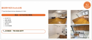 纽约曼哈顿中城东核心地段·包水电暖·无中介费